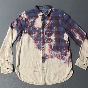 GAP 1969 Men's flannel 100% Cotton Shirt Shacket Sz Large Tie Dyed Faded